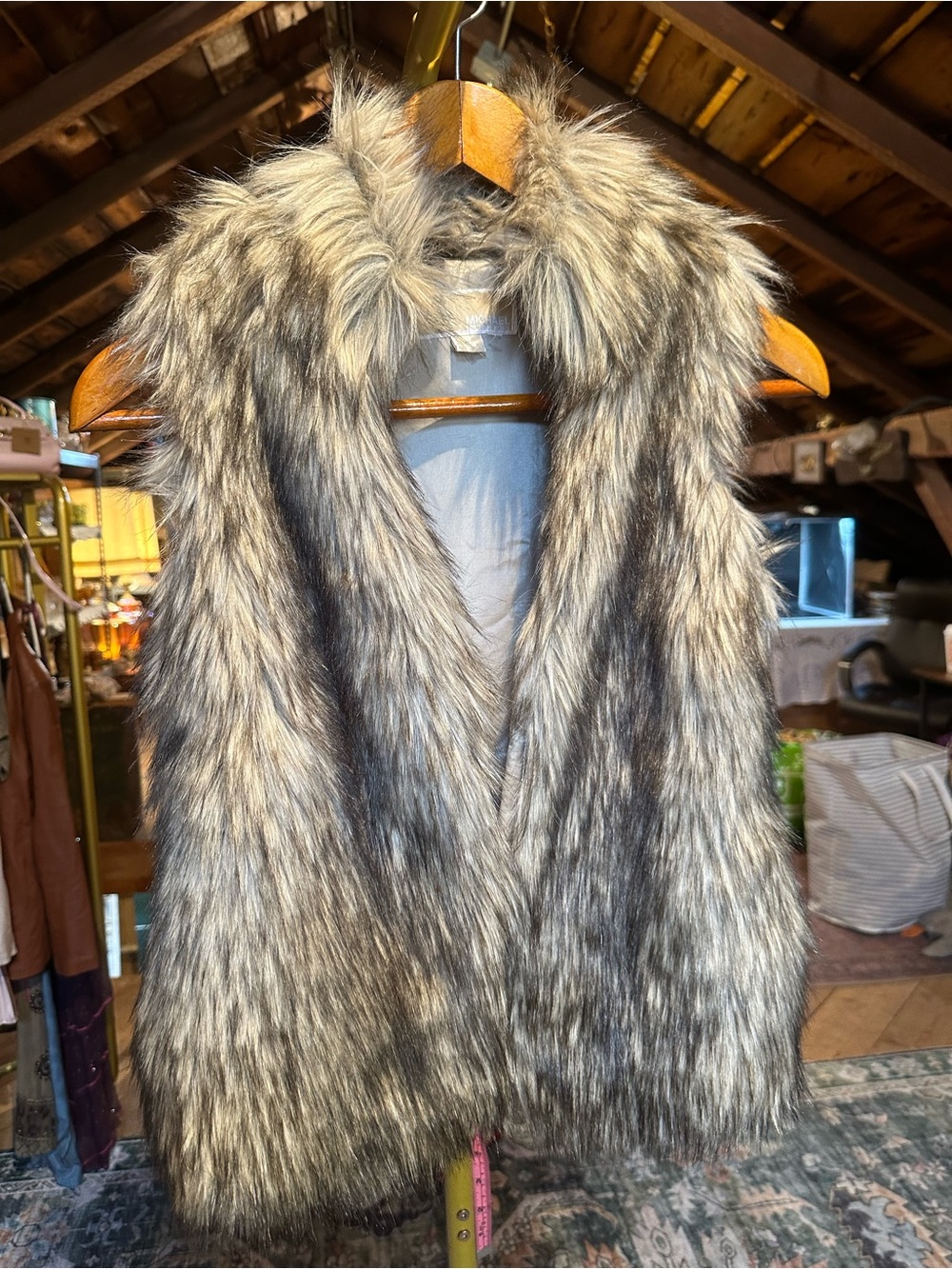 Michael Kors Faux Fur Vest in Taupe and Gray
